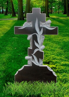 Фото памятника Крест с цветами резной